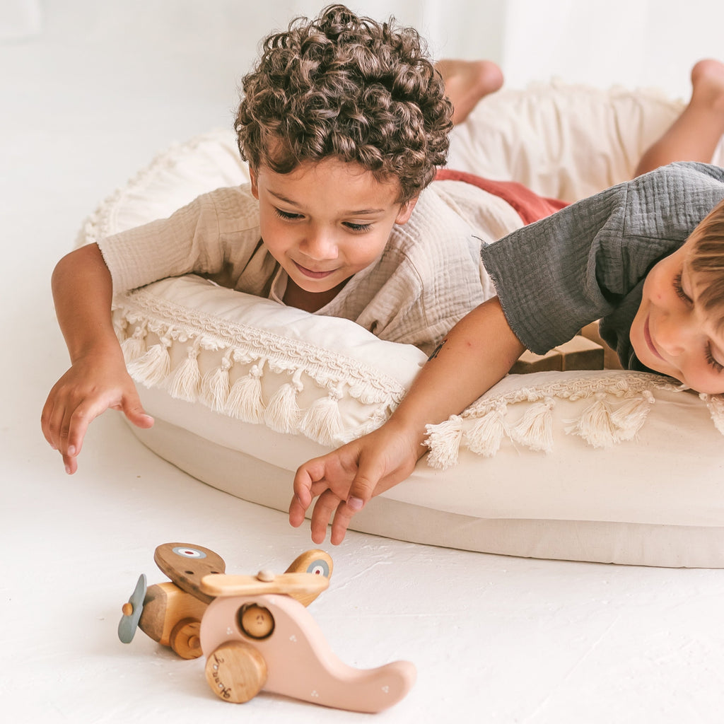 Large Round Nest Play Mat and Kids Lounger in Ecru