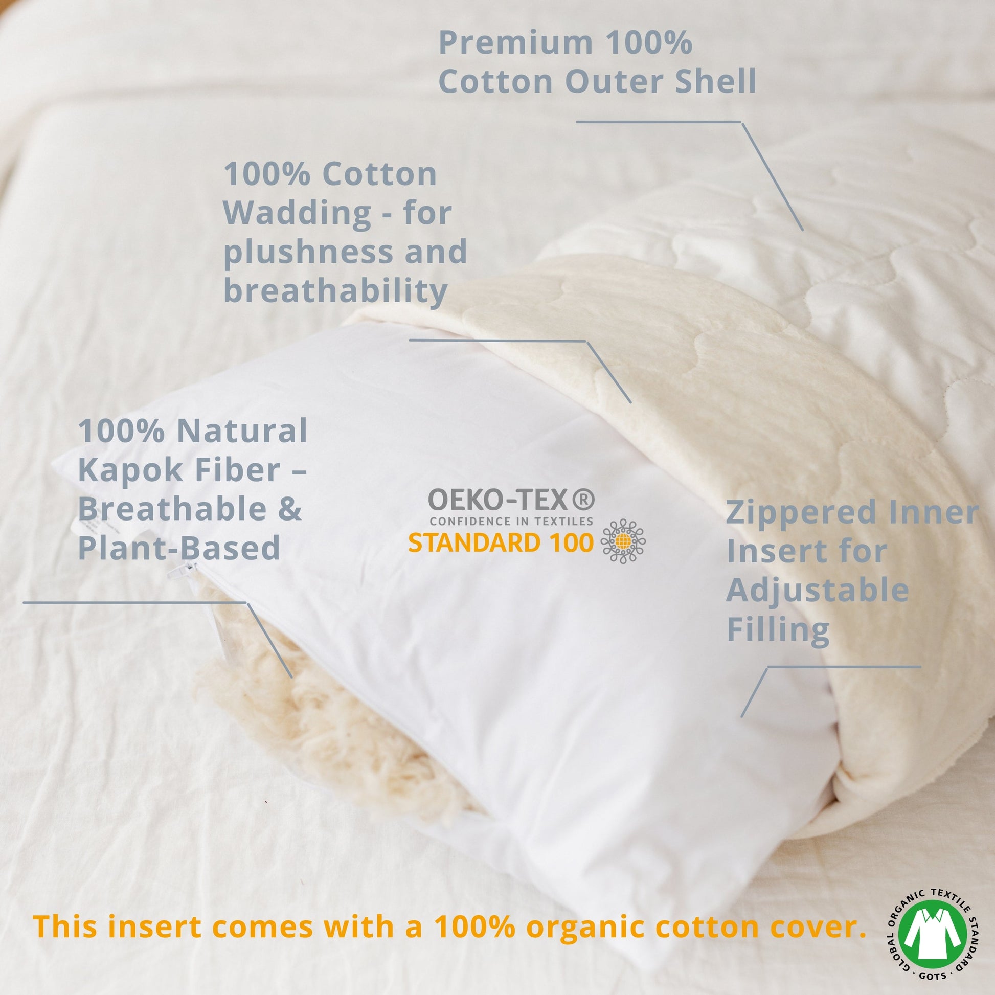 C Shape Baby Feeding and Pregnancy Pillow with Organic White Cover