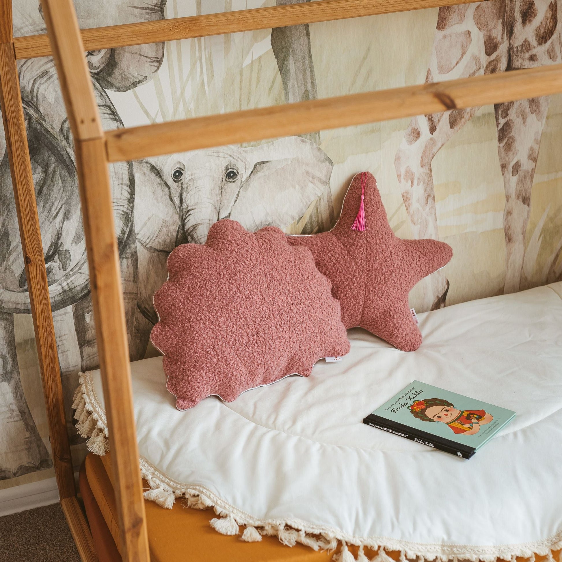 Rose Boucle Starfish Cushion with Metallic Trim