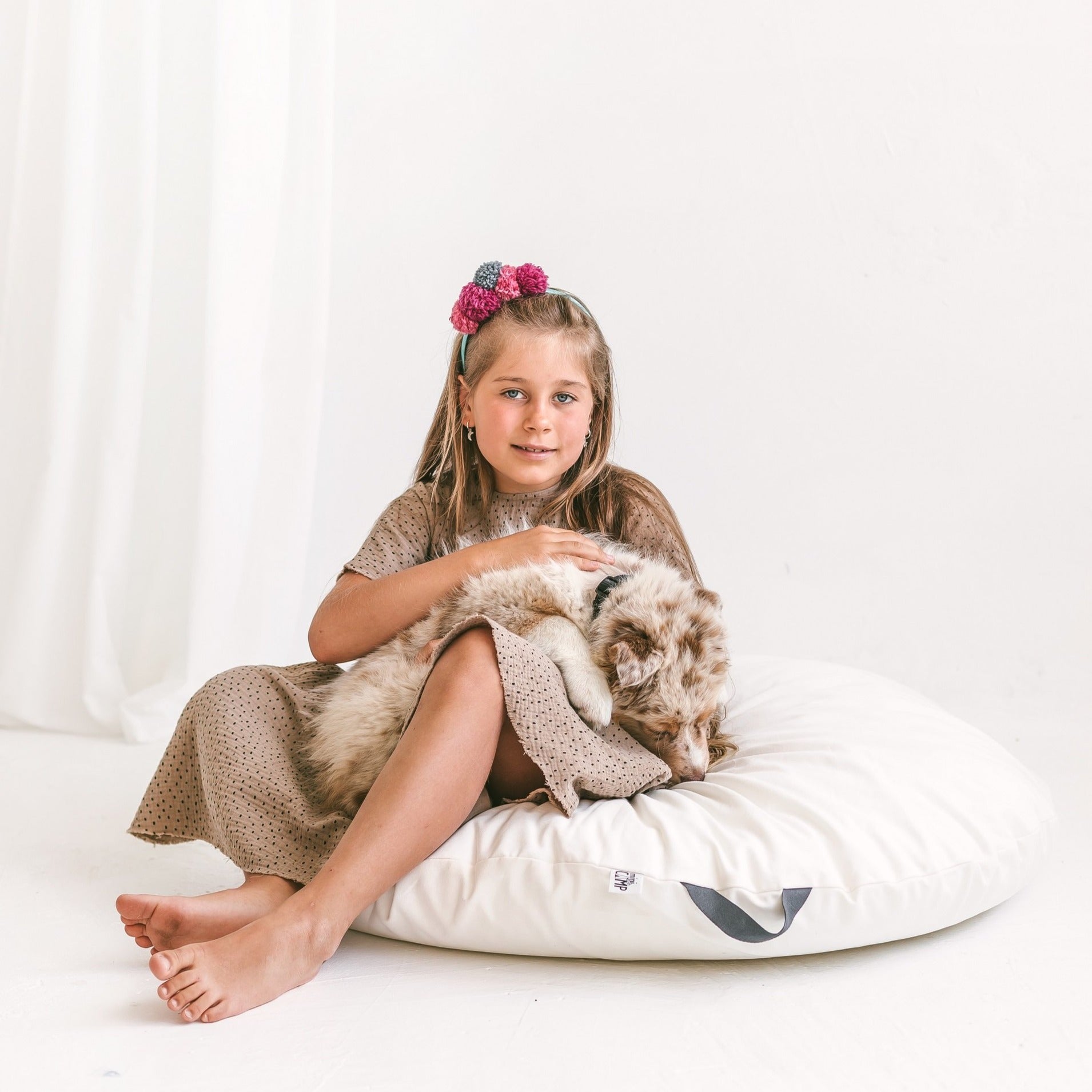 Lounger Floor Pillow with Handle in Milk Canvas