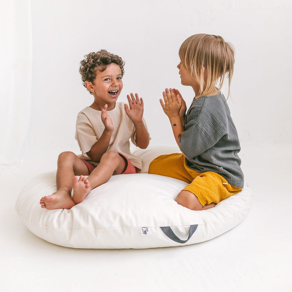 Lounger Floor Pillow with Handle in Milk Canvas