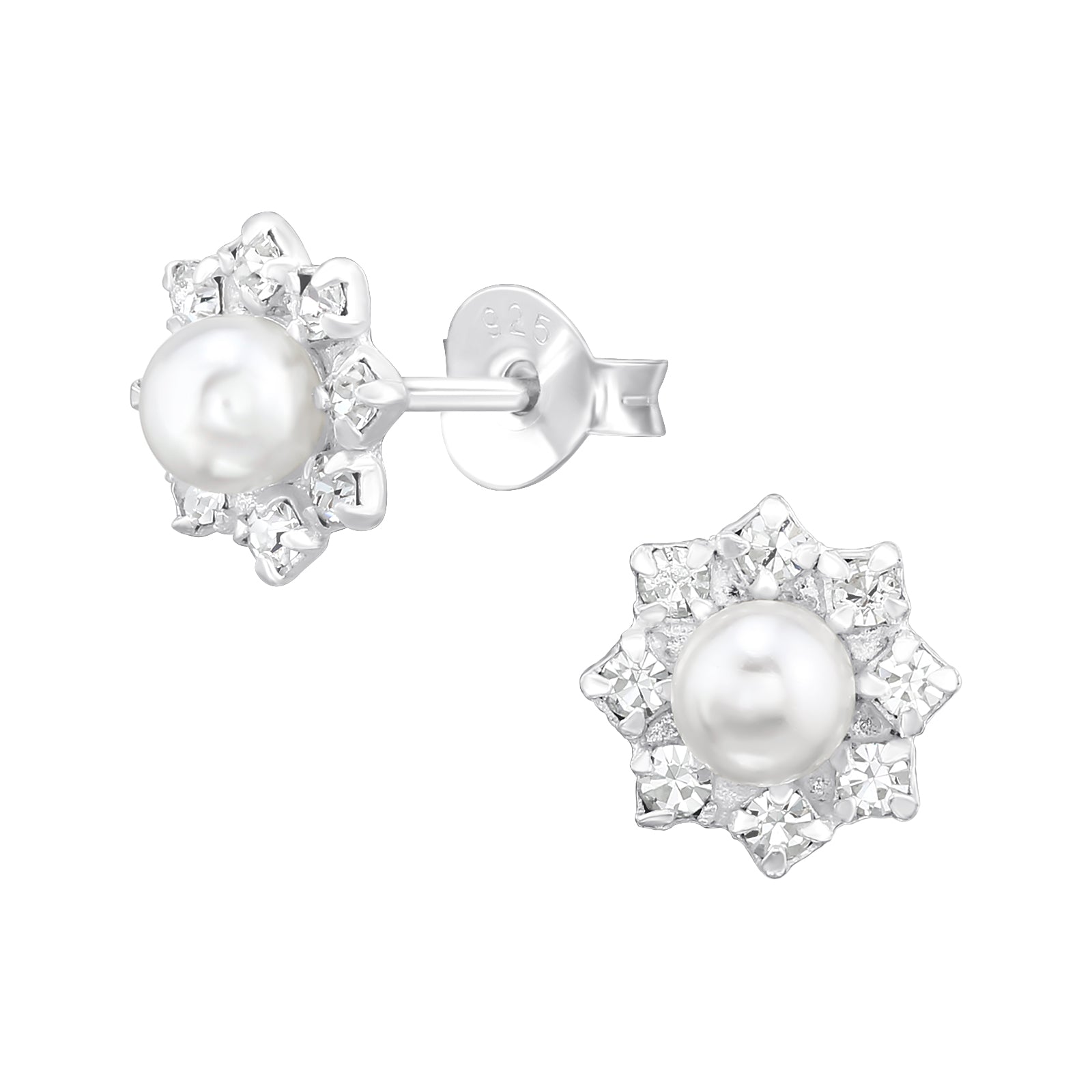 Pearl Stud Earrings in Sterling Silver