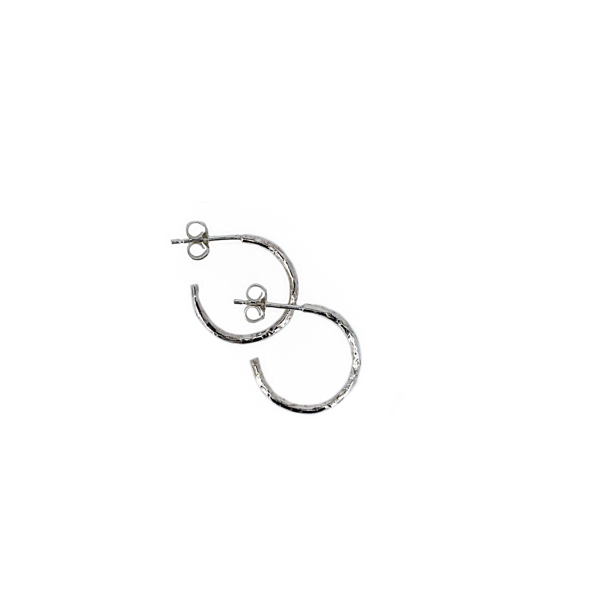 Mini Textured Sterling Silver Hoops
