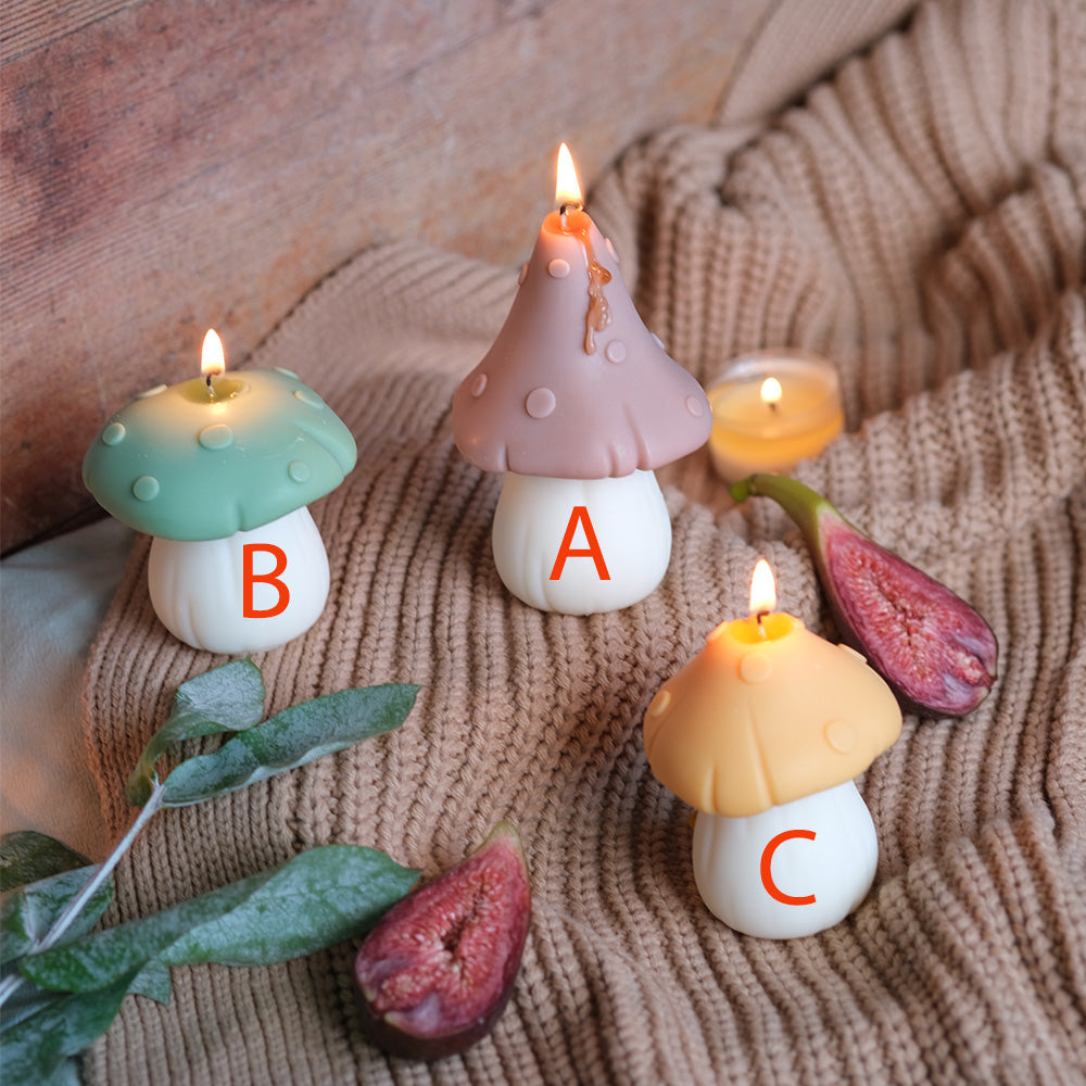 Glittery Mushroom Shaped Candles in Pastel Colours