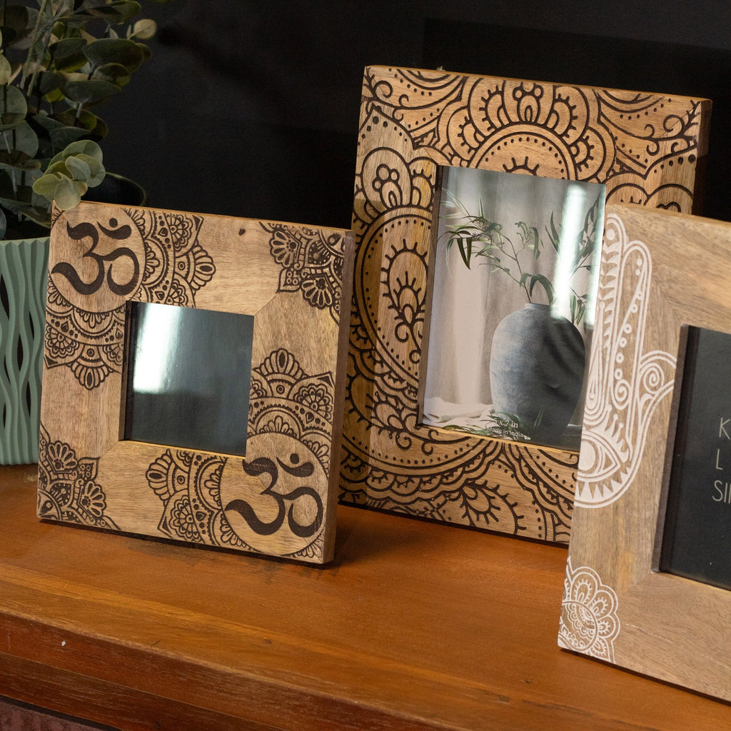 Small Black Hamsa Mango Wood Photo Frame 10x10cm