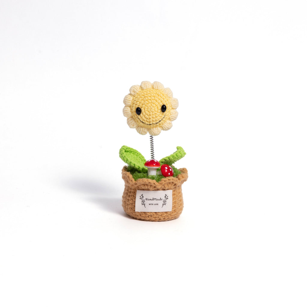 Handcrafted Crocheted Sunflower Plant in Decorative Pot