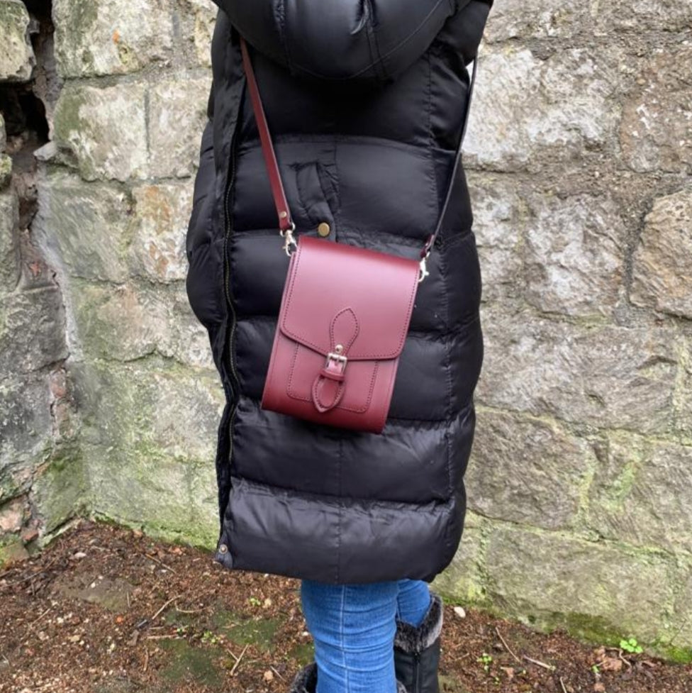 Handmade Leather Festival Phone Bag in Iced Coffee