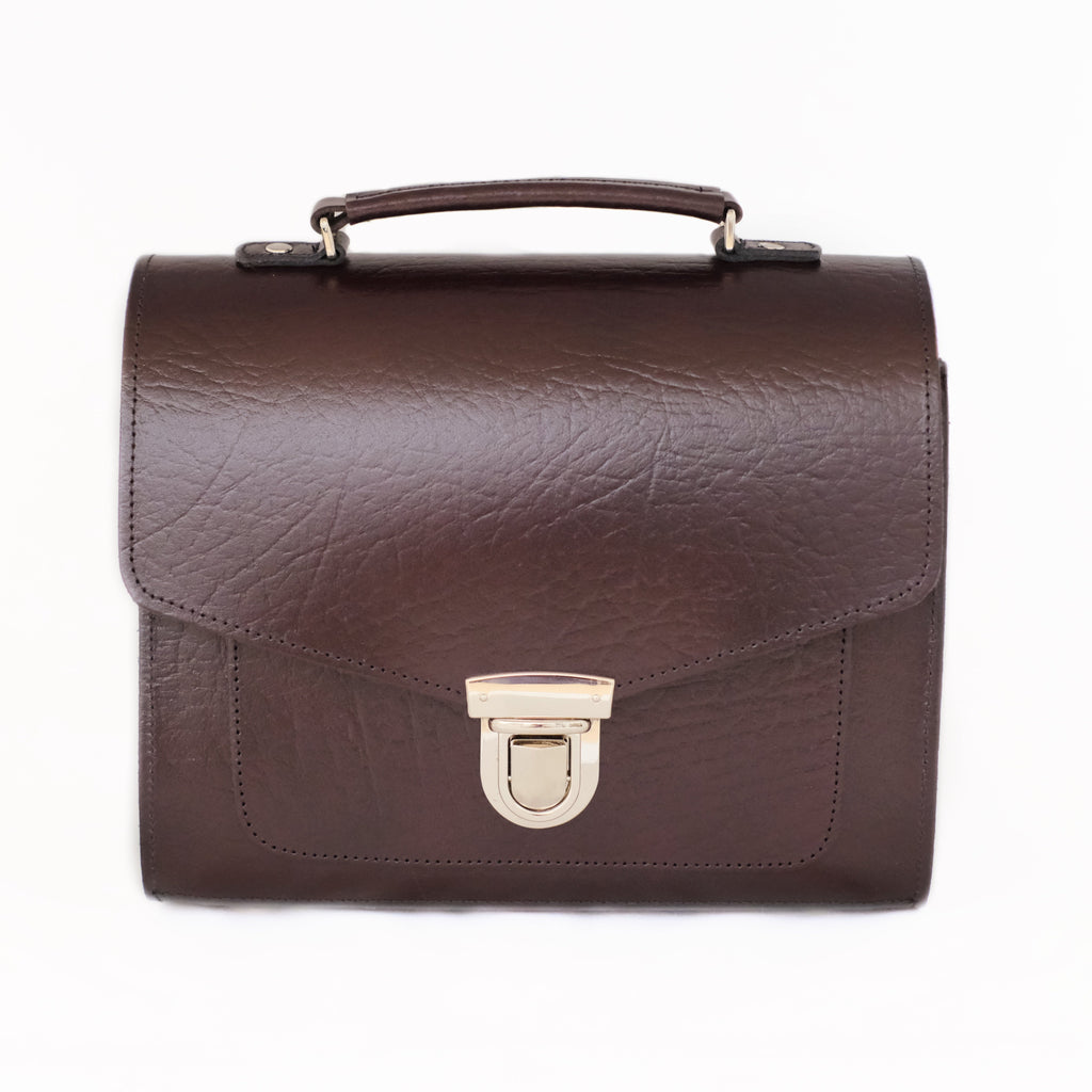 Handmade Leather Sugarcube Grande Bag in Marsala Red