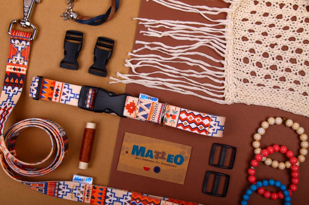 Boho Collection Dog Collar - Durable & Stylish with Adjustable Sizes by Matteo at www.brixbailey.com
