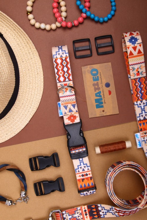 Boho Collection Dog Collar - Durable with Vibrant Hippie Colors & Quick Fastening by Matteo at www.brixbailey.com