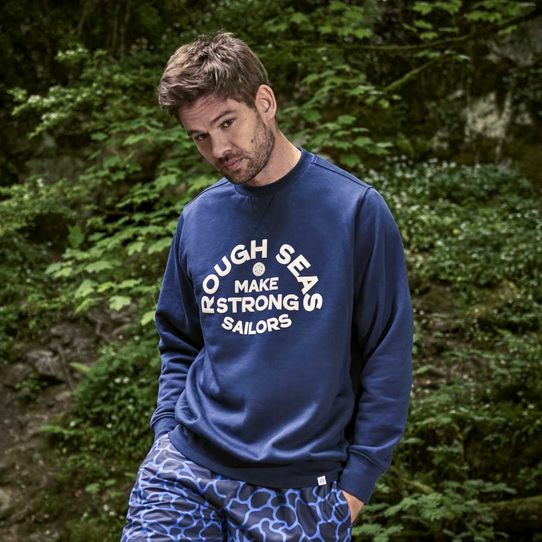 Men's Navy Sweatshirt Rough Seas Make Strong Sailors