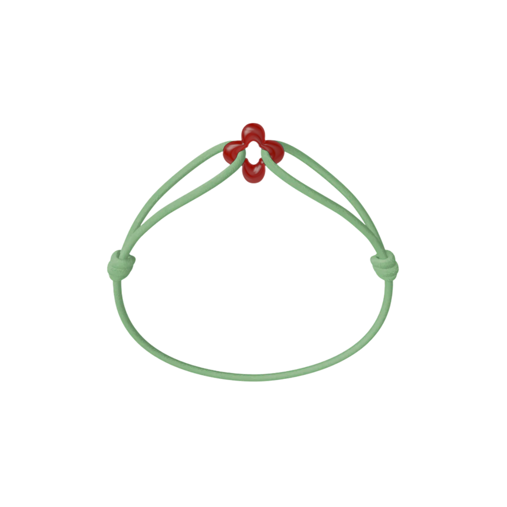 Mini Red Clover Cord Bracelet with Carnelian