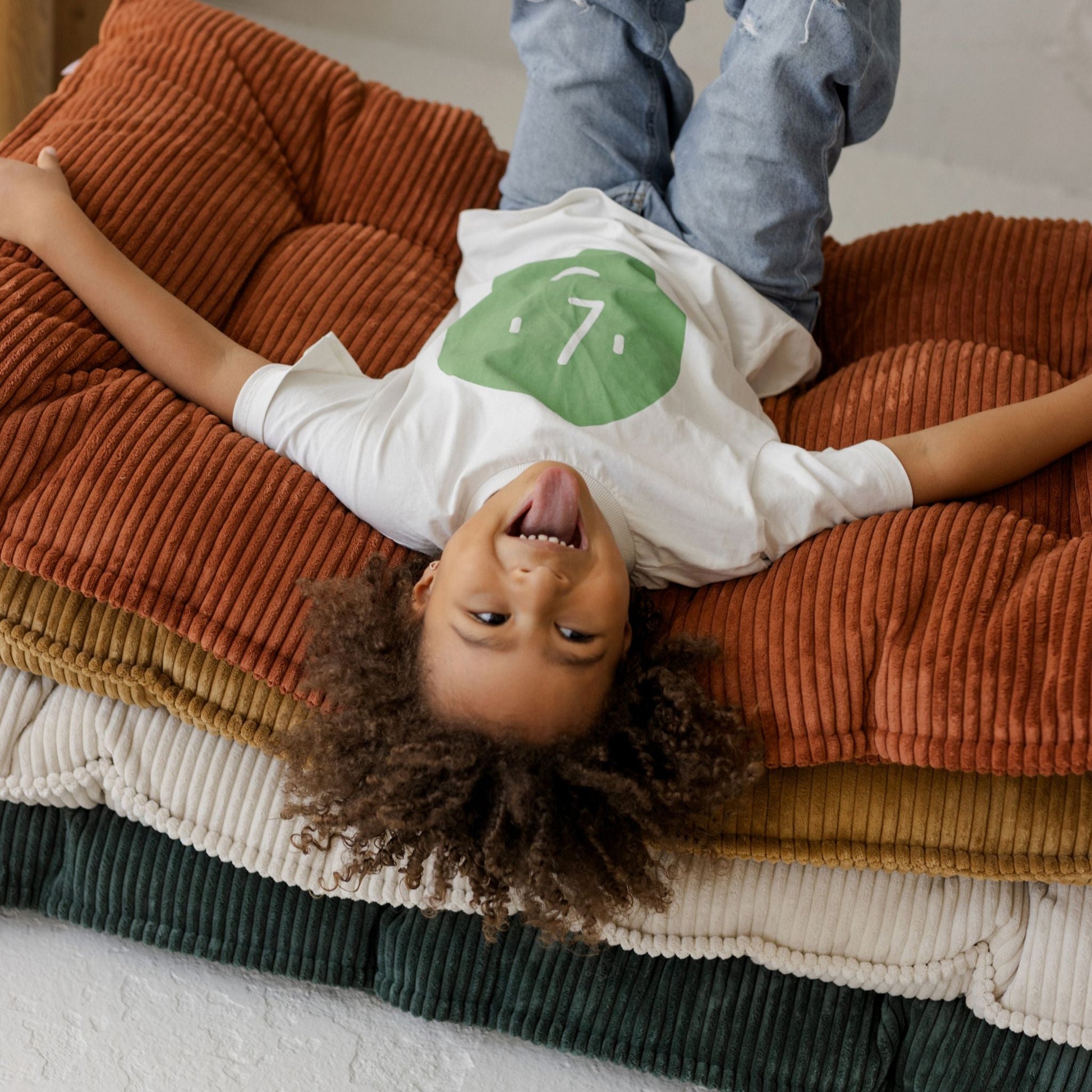 Tufted Corduroy Floor Cushion in Terracotta