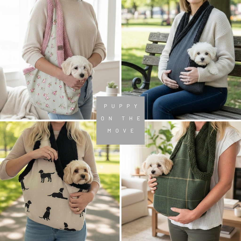 Handcrafted Luxury Puppy and Small Dog Carrier Sling in Dolly Floral