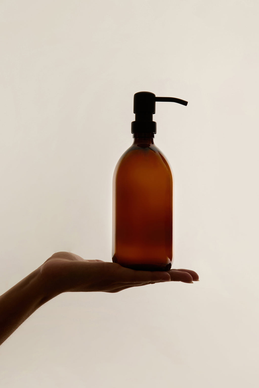 Amber Glass Soap Dispenser with Stainless Steel Pump
