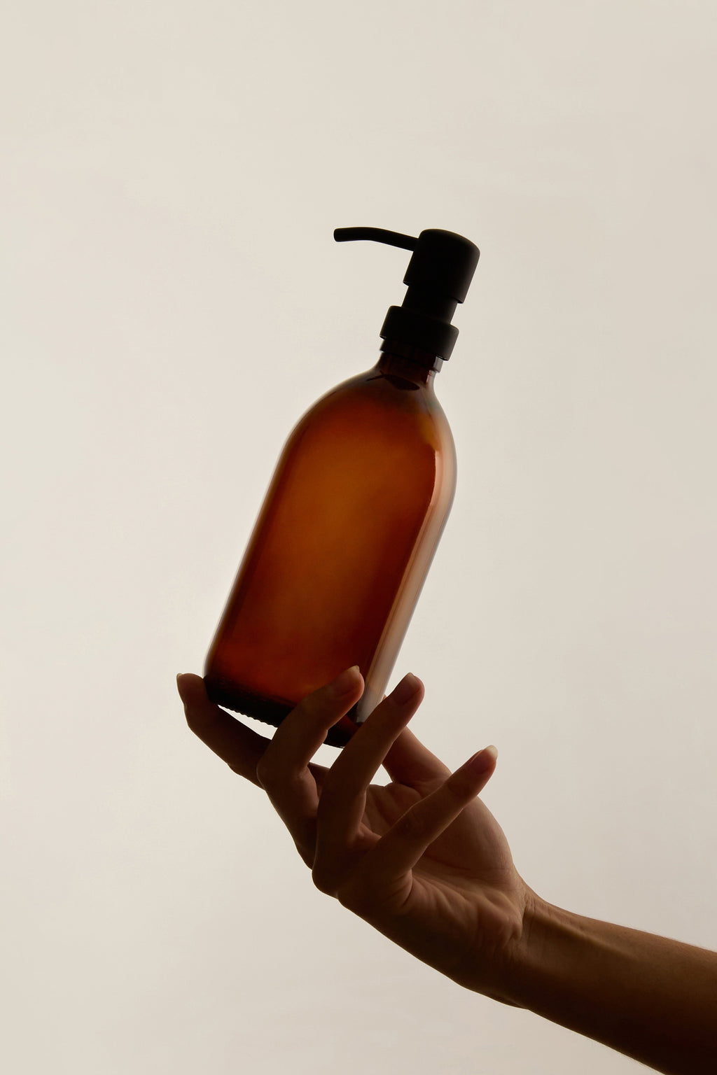 Amber Glass Soap Dispenser with Stainless Steel Pump