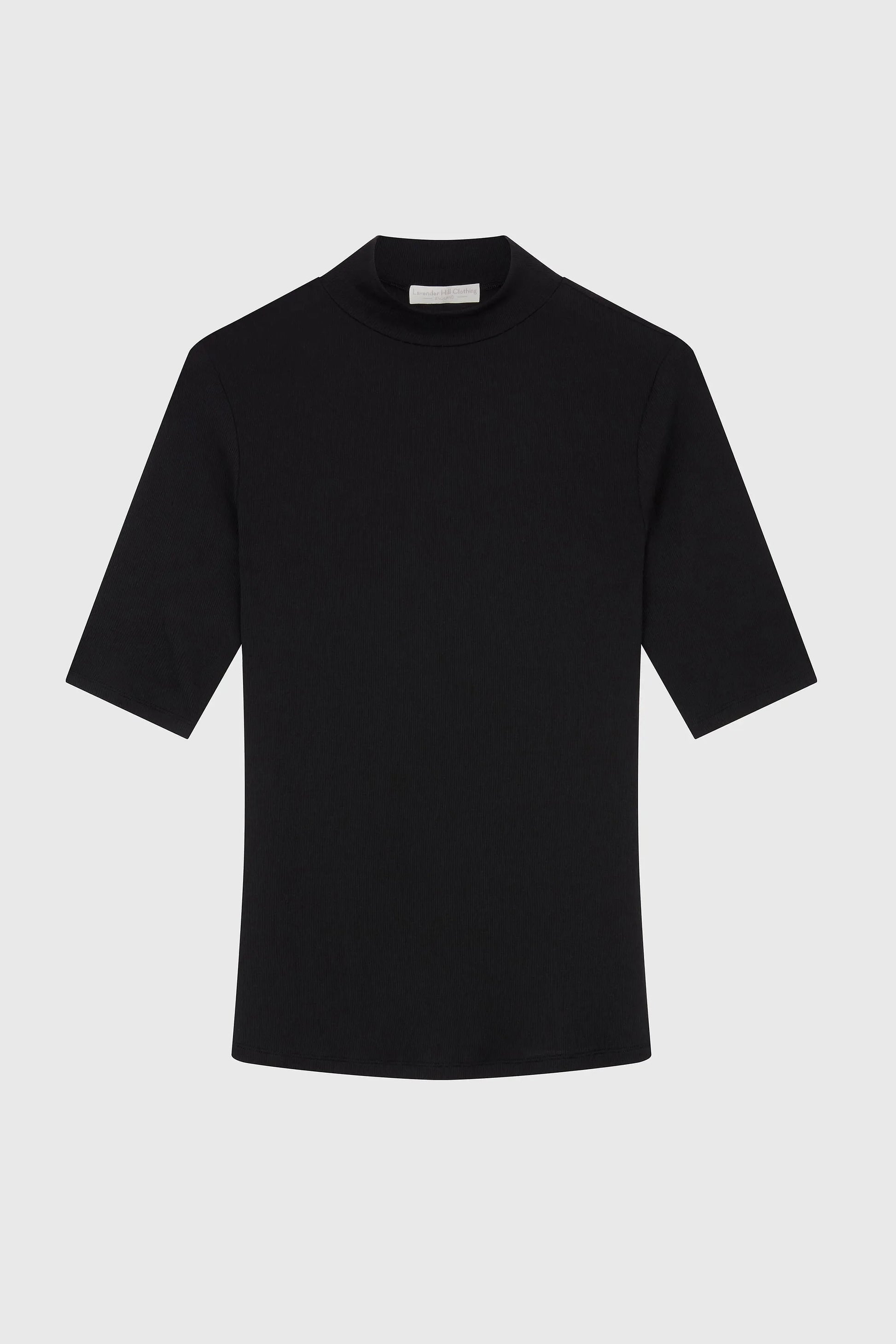 Mock Neck Micro Modal Top with Ribbed Half Sleeve