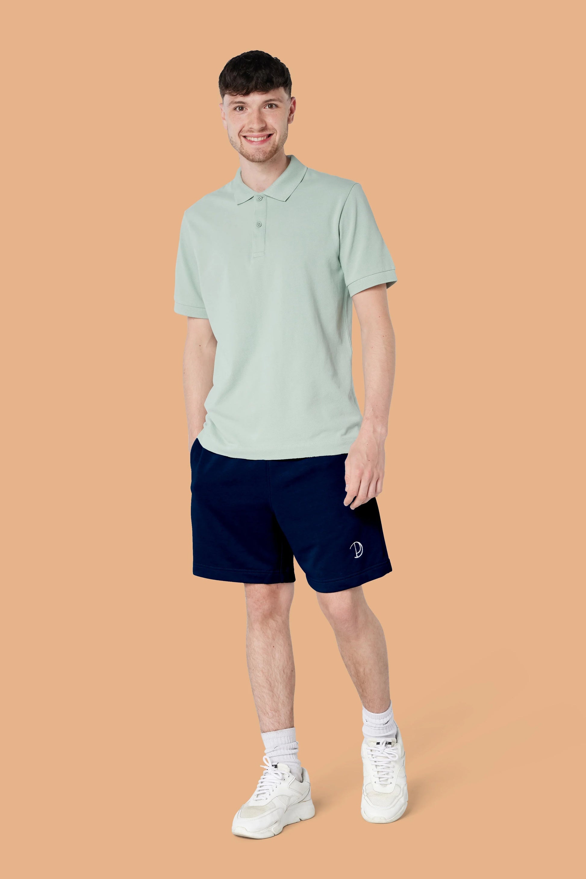 Embroidered P Shorts in Navy