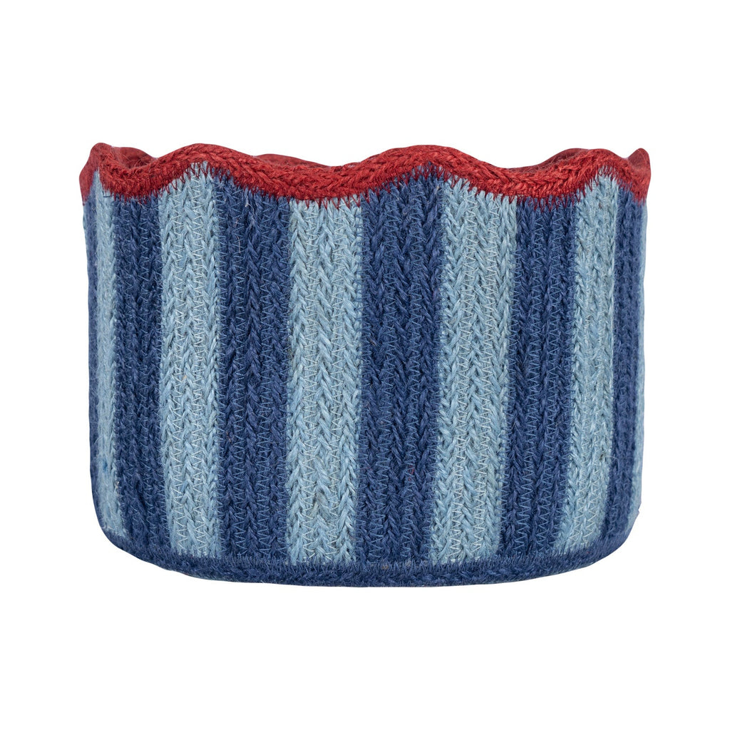 Stripy Scalloped Basket - Blueberry