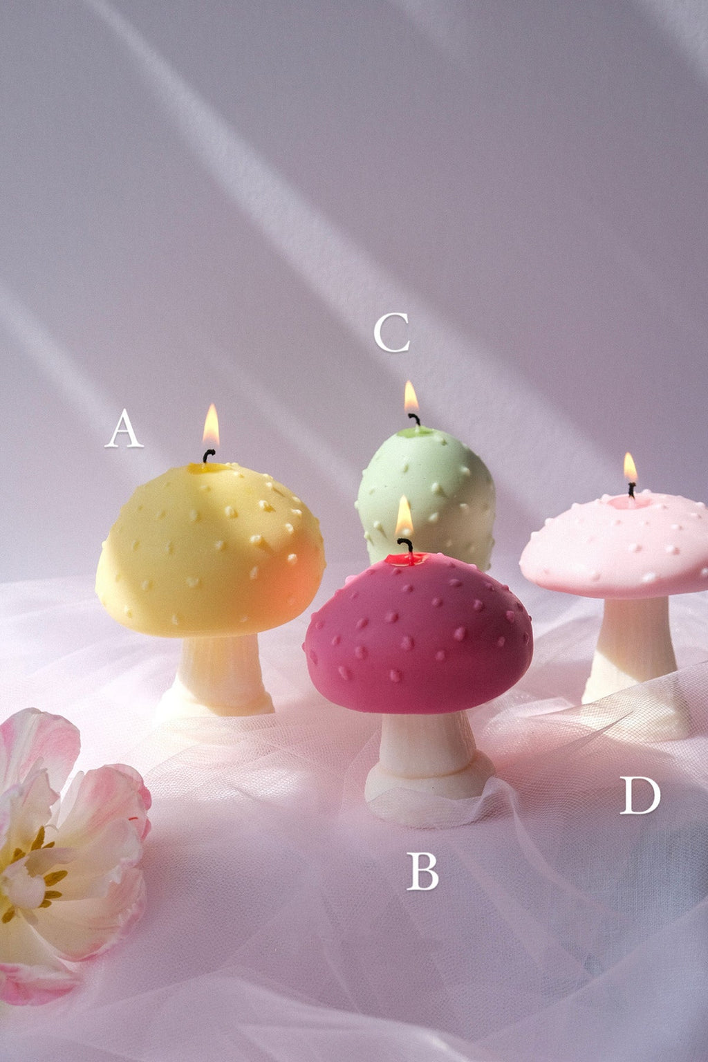 Handcrafted Mushroom Shaped Candles in Pastel
