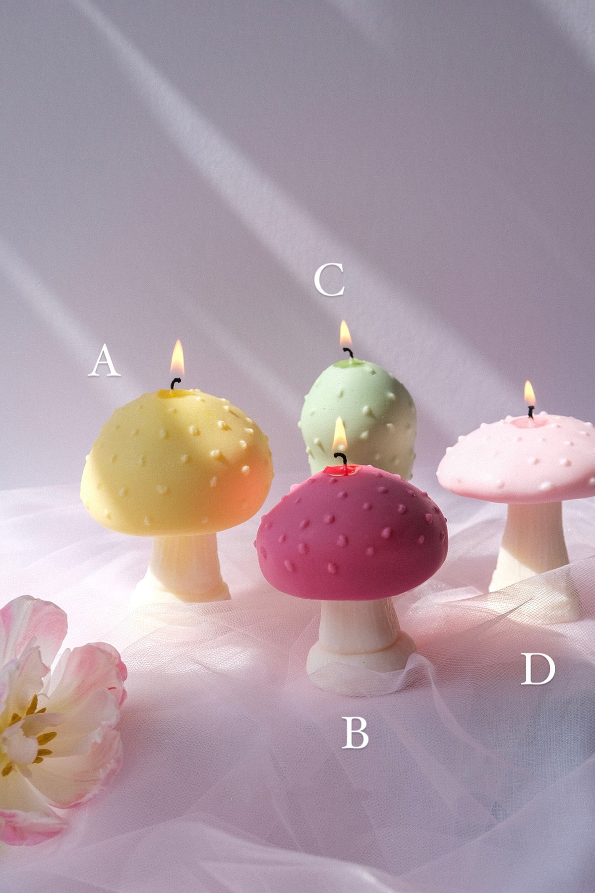 Handcrafted Mushroom Shaped Candles in Pastel