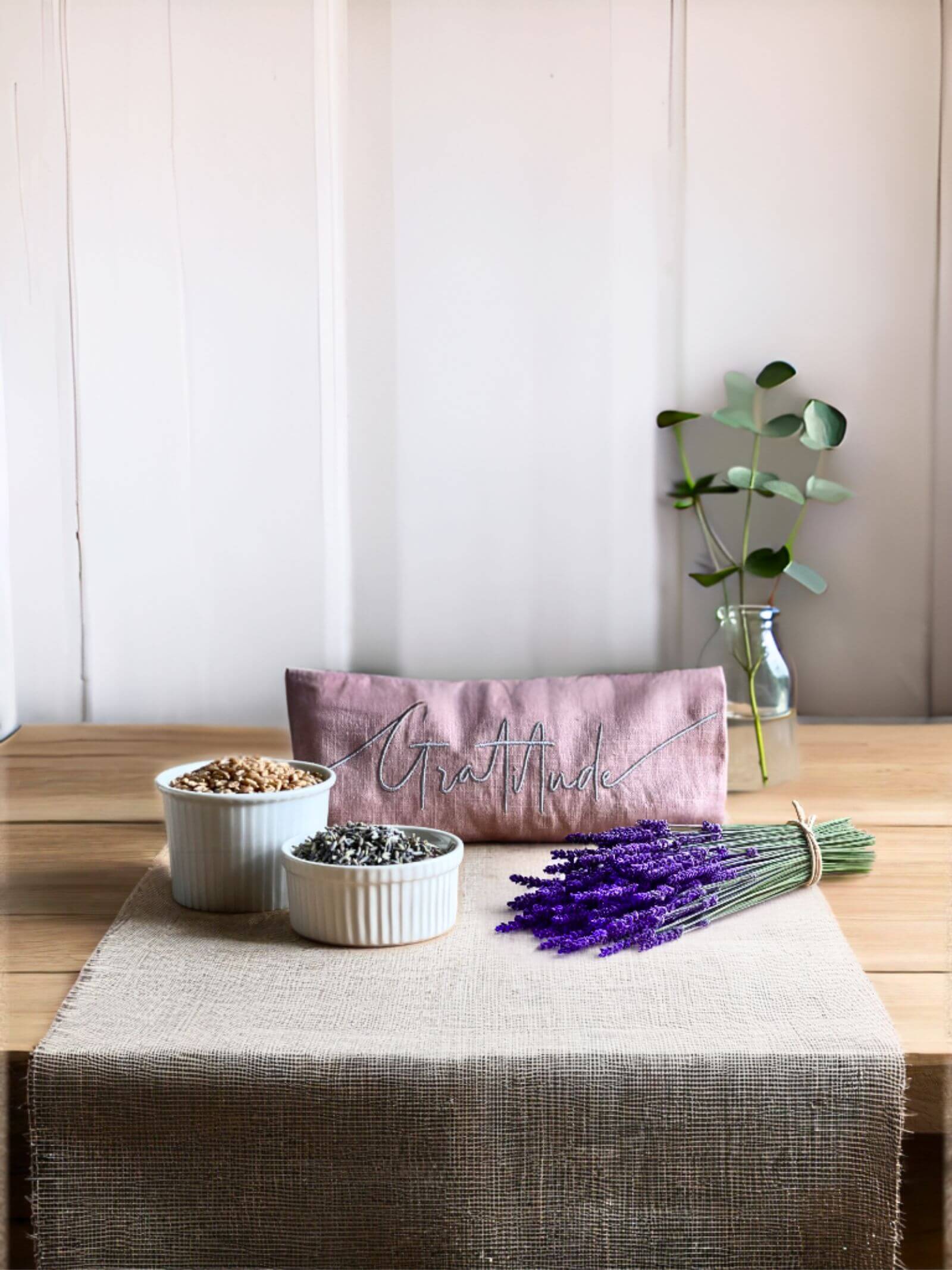 Gratitude Embroidered Lavender Eye Pillow