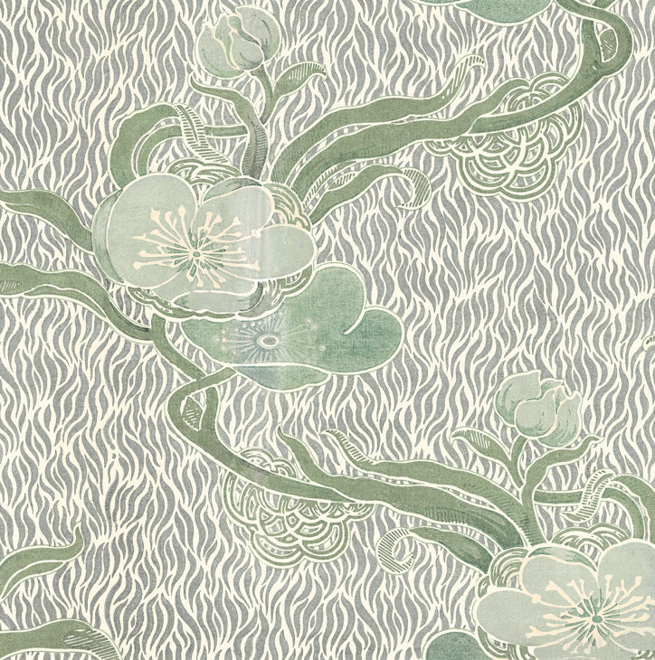 Nouveau Blossom Verte Wallpaper