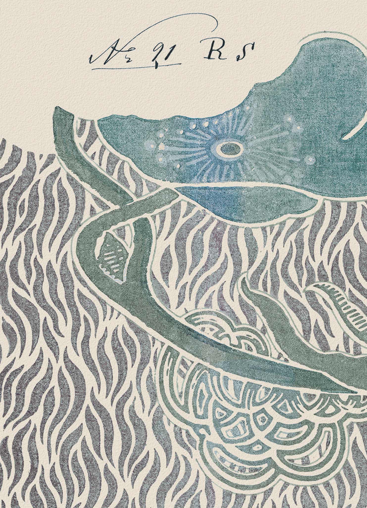 Nouveau Indigo Vintage Archive Poster Print