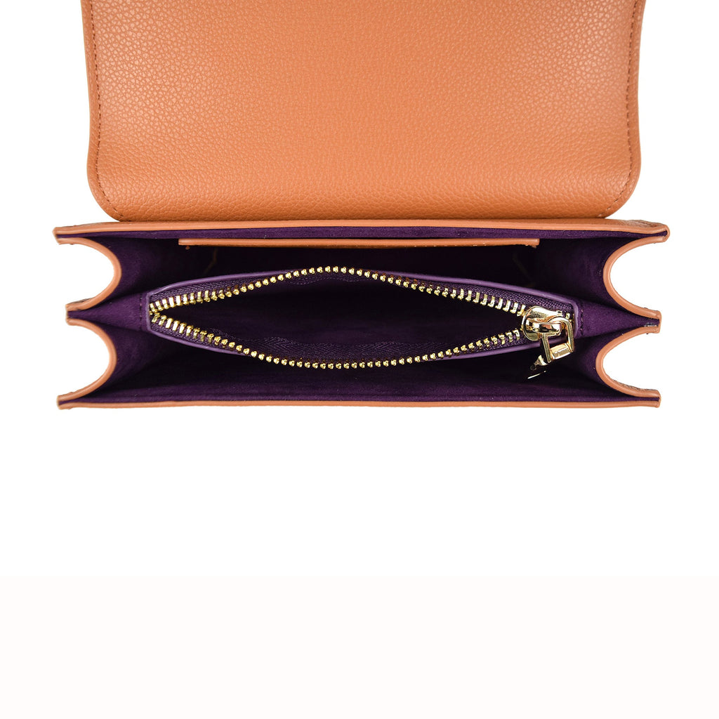 Nova Star Studded Crossbody Bag in Tan and Gold