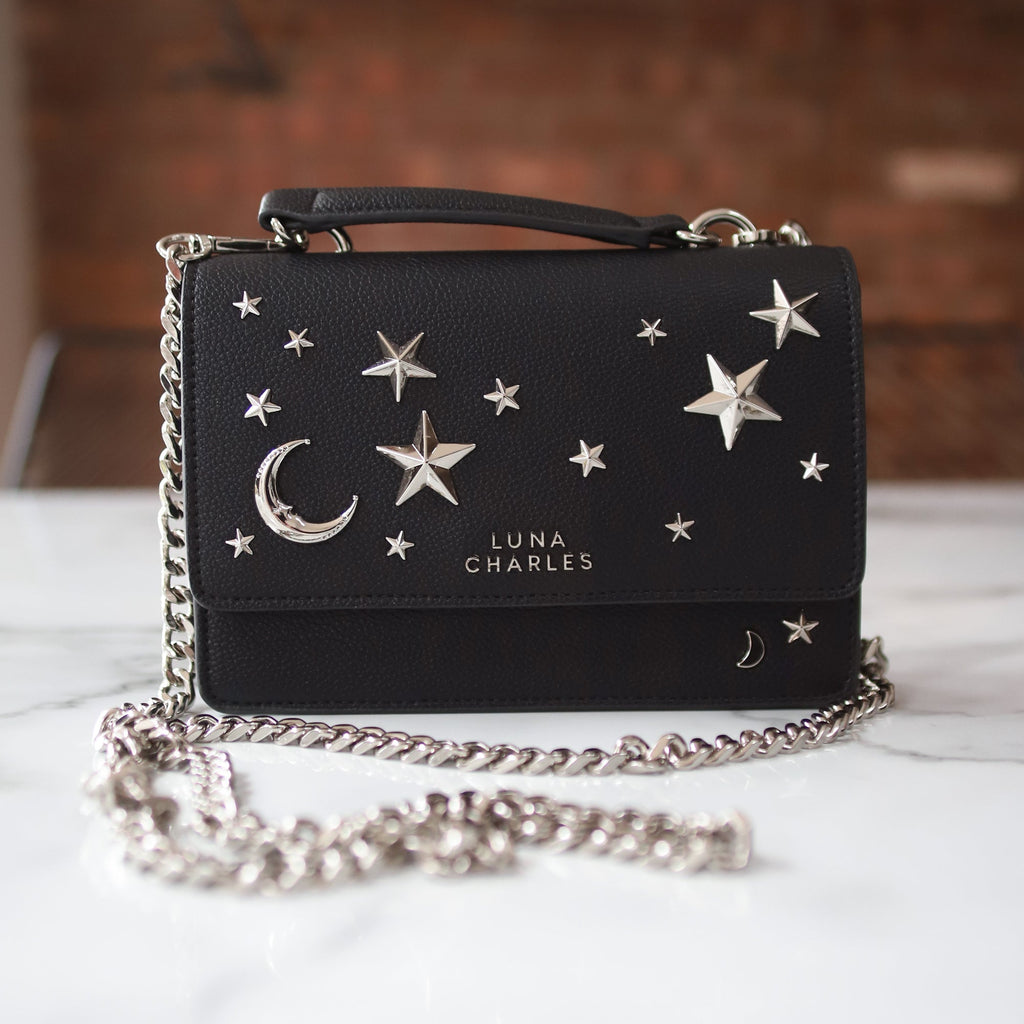 Nova Star Studded Crossbody Bag in Black and Silver