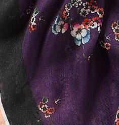 Purple Floral and Birds Scarf 140x140cm
