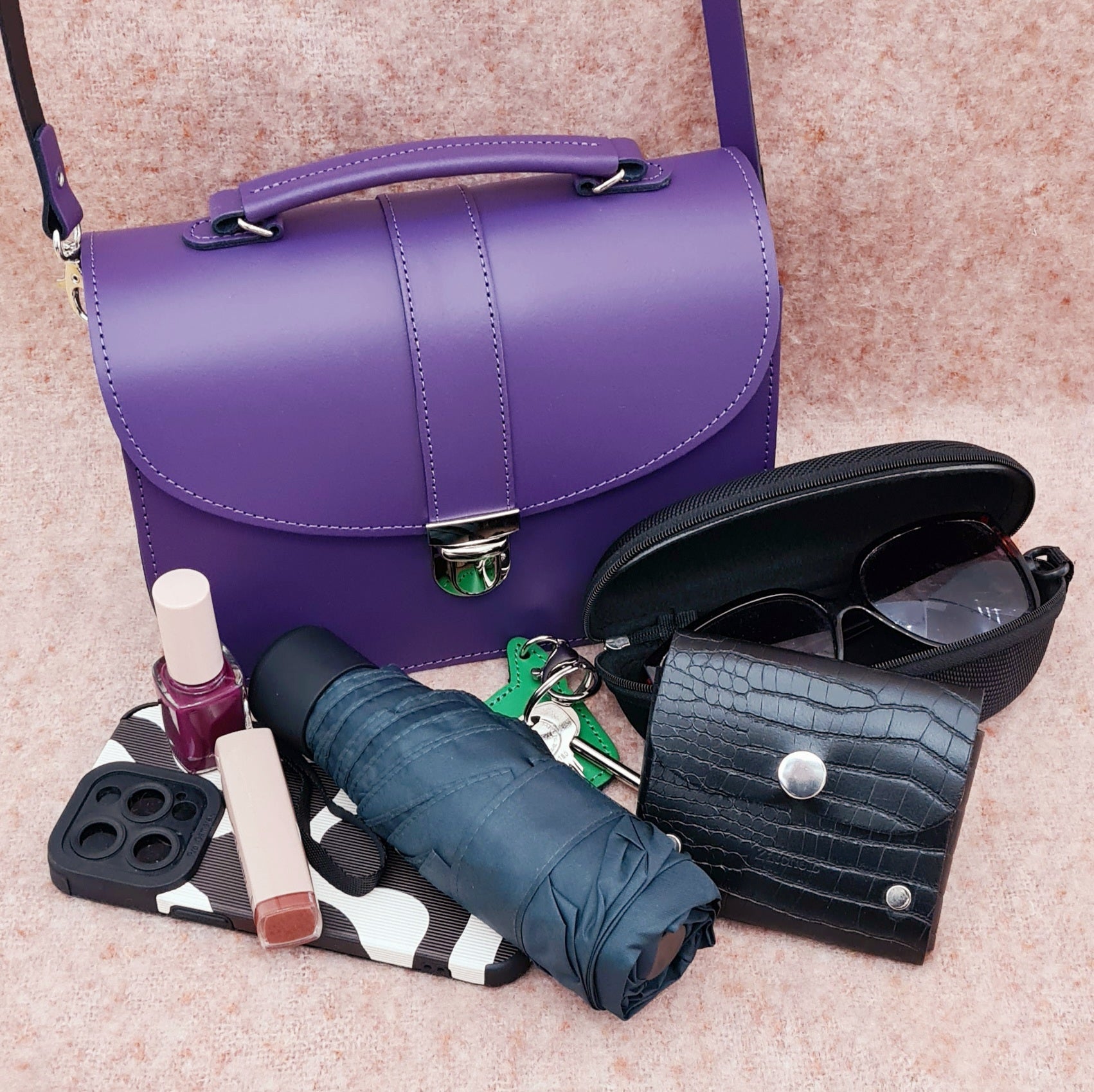 Handmade Purple Leather Handbag