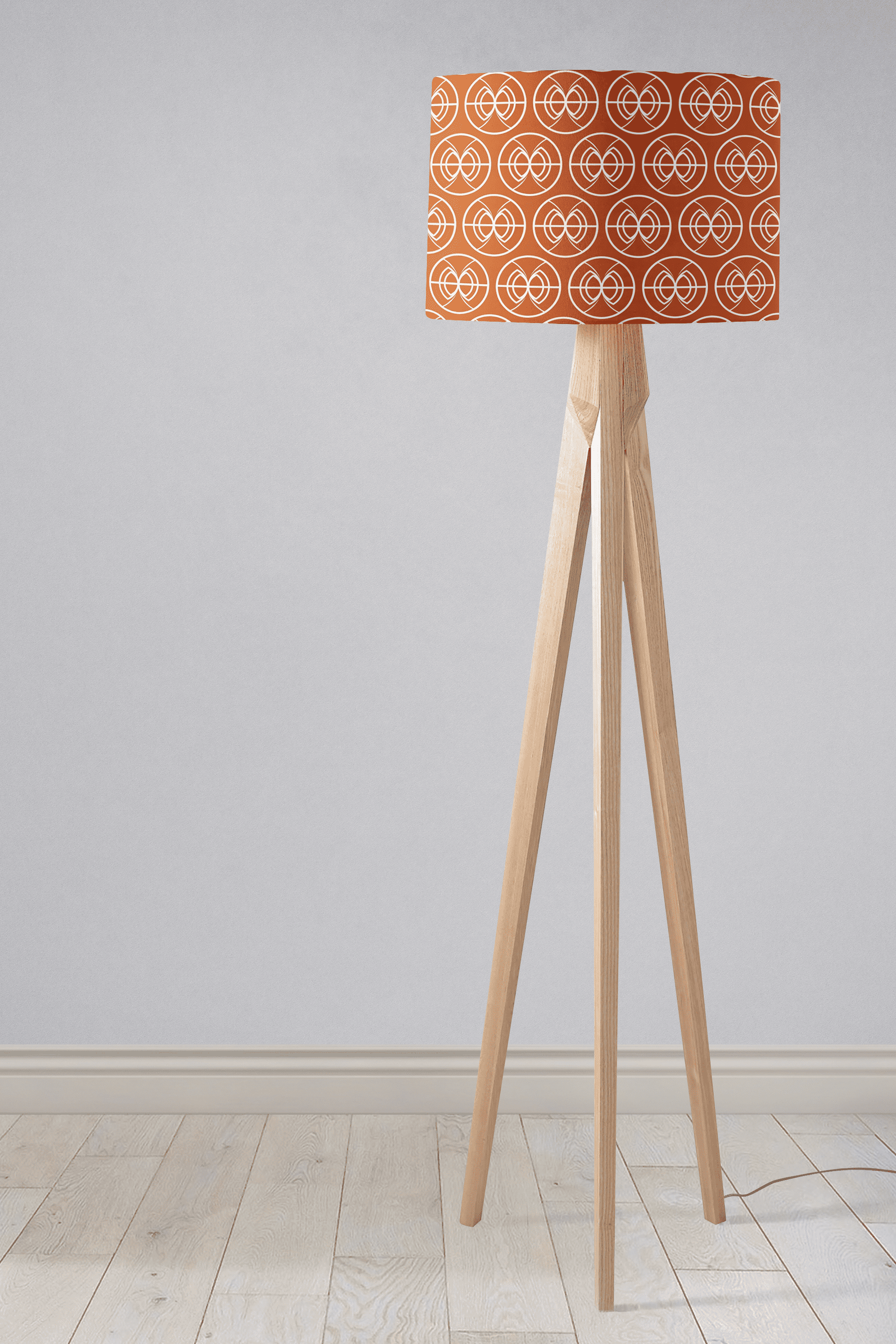 Orange and White Geometric Semi Circle Lampshade for Ceiling and Table Lamps