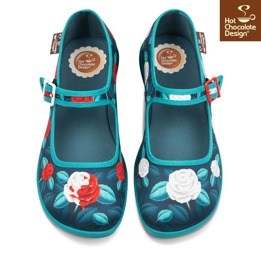 Paint the Roses Red Gothic Floral Mary Jane Flats