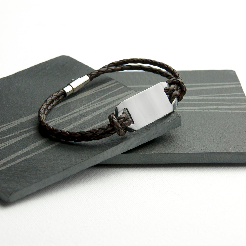 Personalised Men's Statement Woven Brown Leather Bracelet