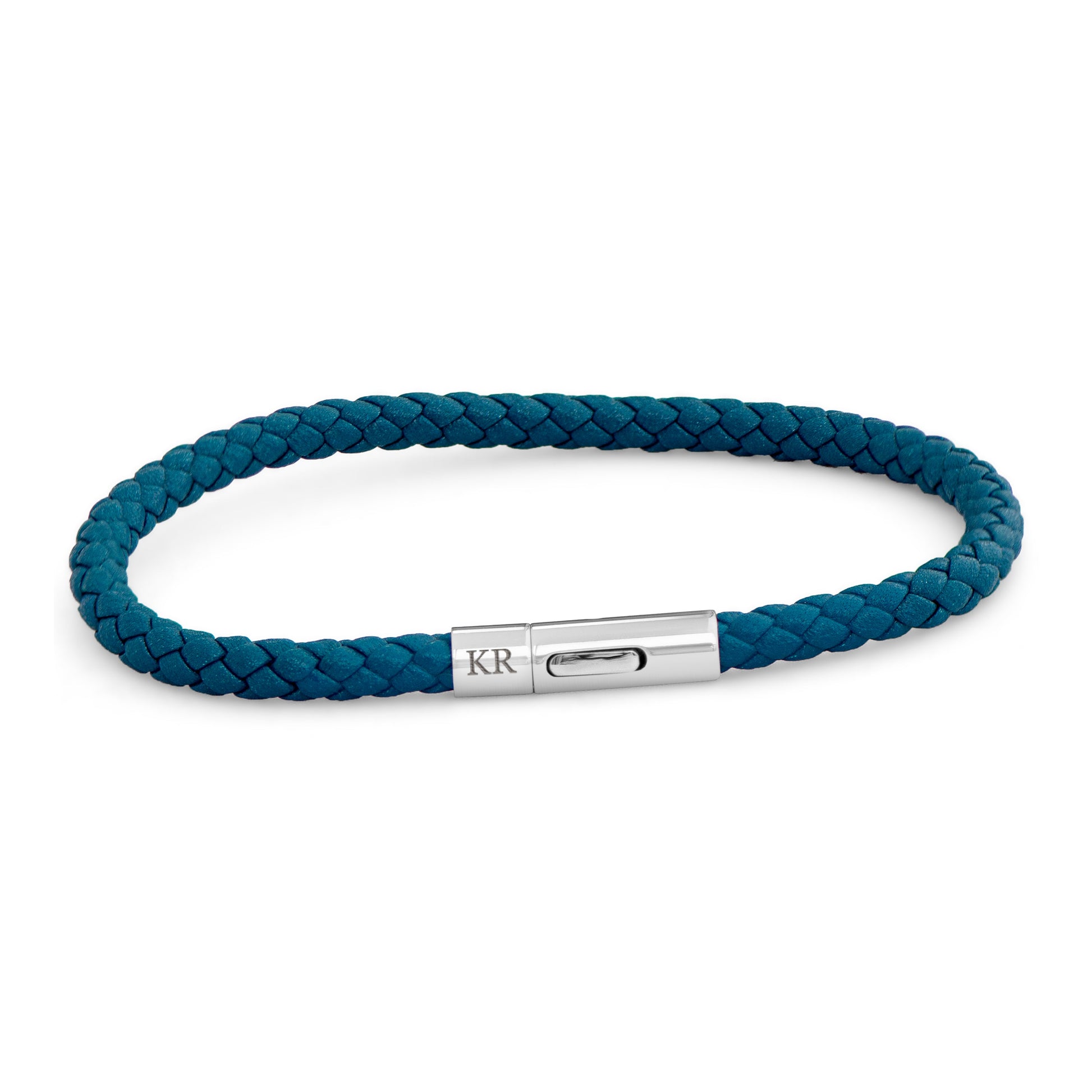 Personalised Men's Capsule Tube Woven Bracelet in Aegean Blue