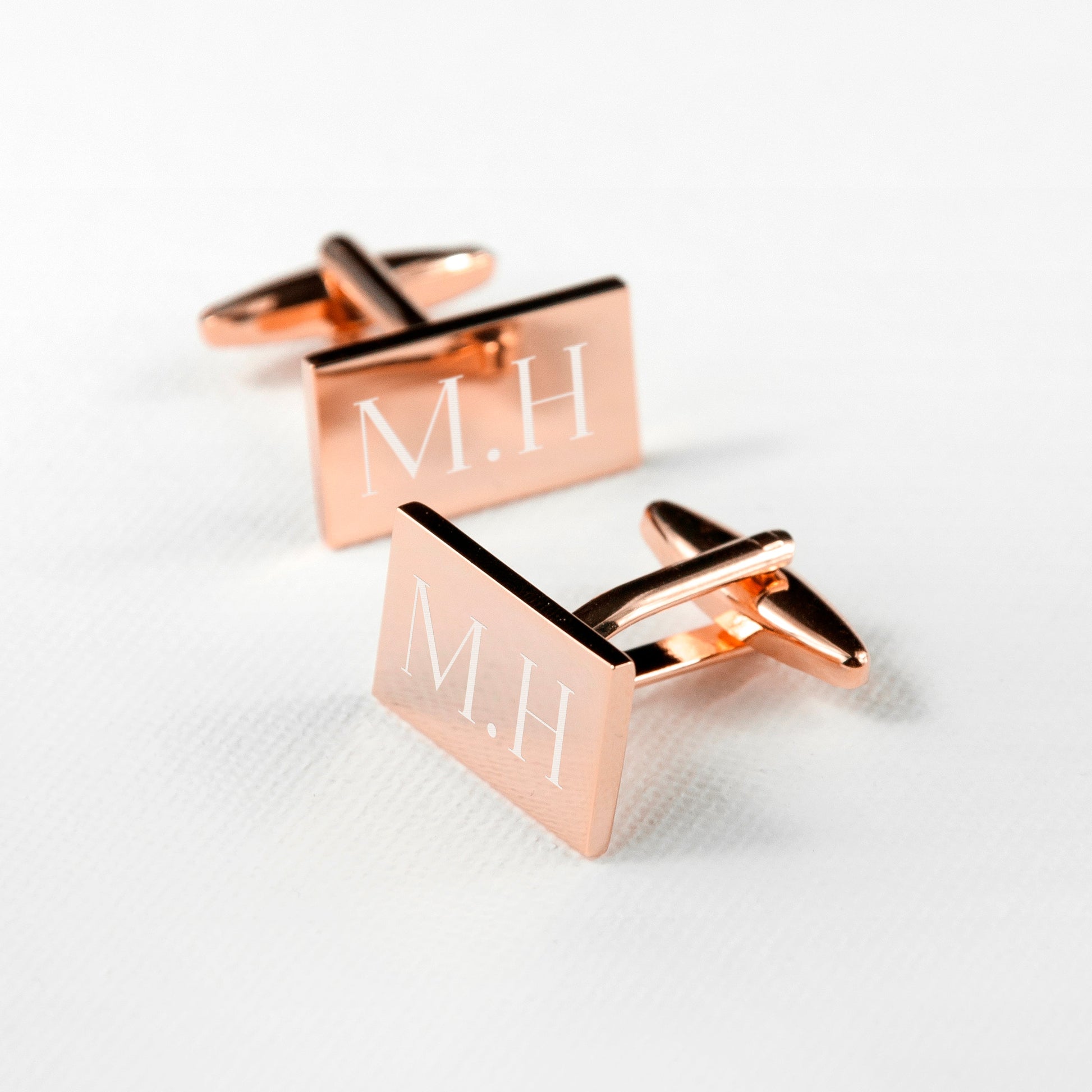 Personalised Rose Gold Rectangle Cufflinks