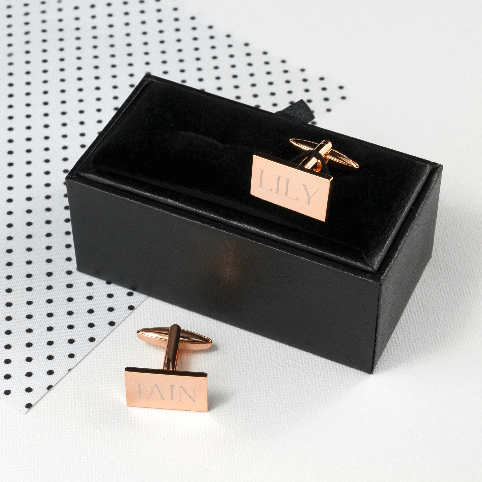 Personalised Rose Gold Rectangle Cufflinks