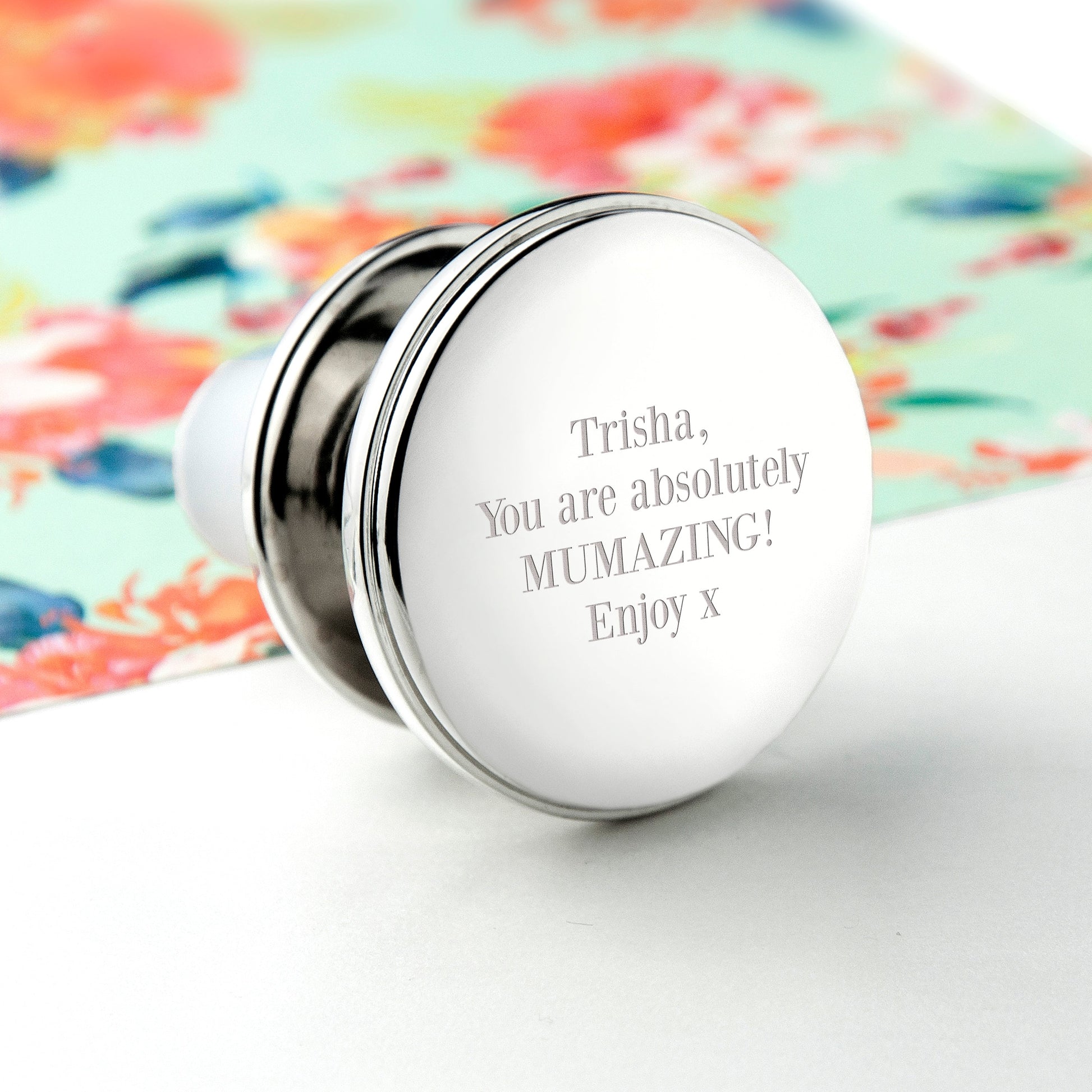 Personalised Luxury Bottle Stopper in Silver or Gold
