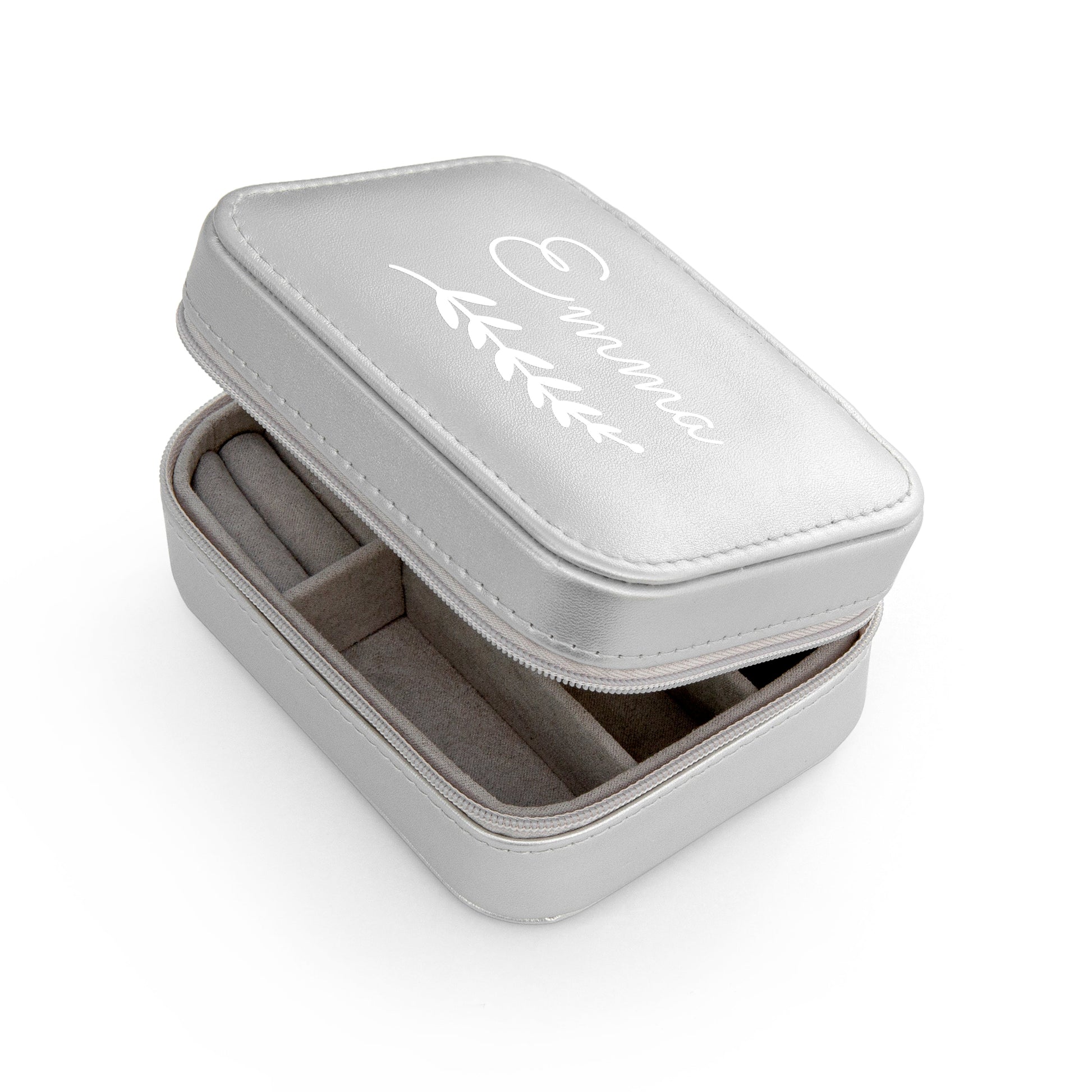 Personalised Silver Wreath Travel Jewellery Case