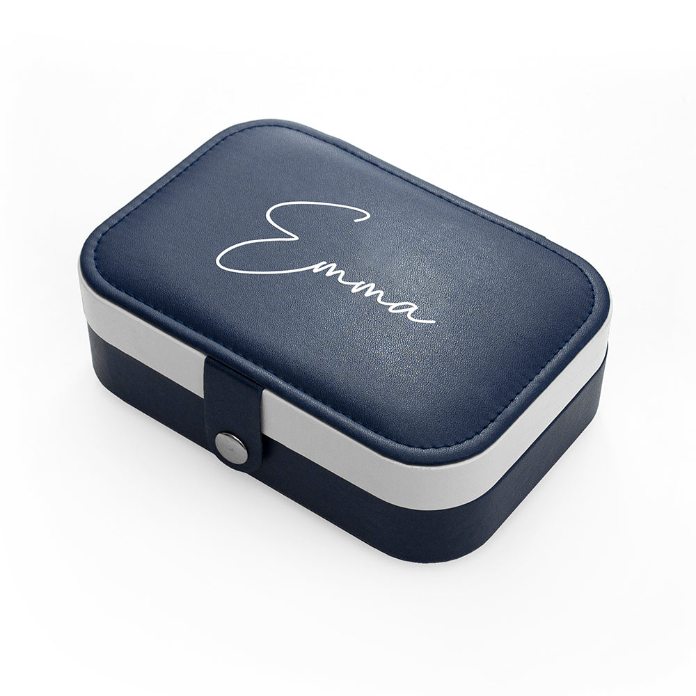 Personalised Midnight Blue Jewellery Case