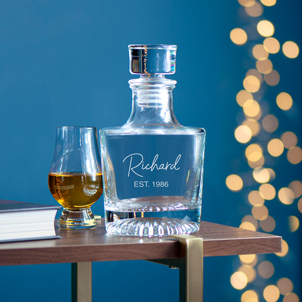 Personalised Round Decanter with Star Base