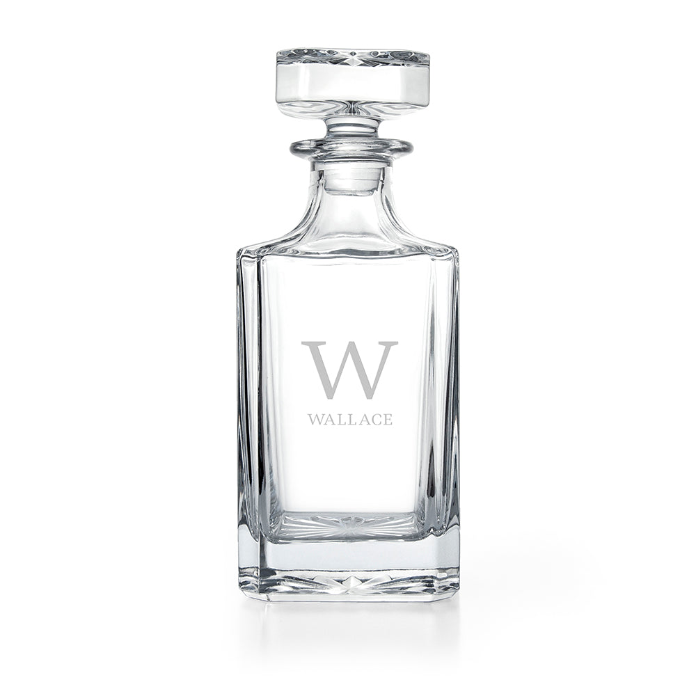 Personalised Classic Monogram Square Decanter with Round Stopper