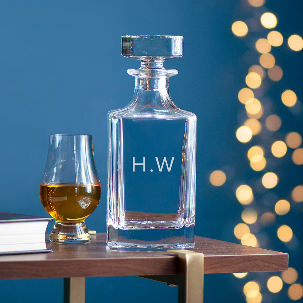 Personalised Classic Initials Square Decanter with Stopper