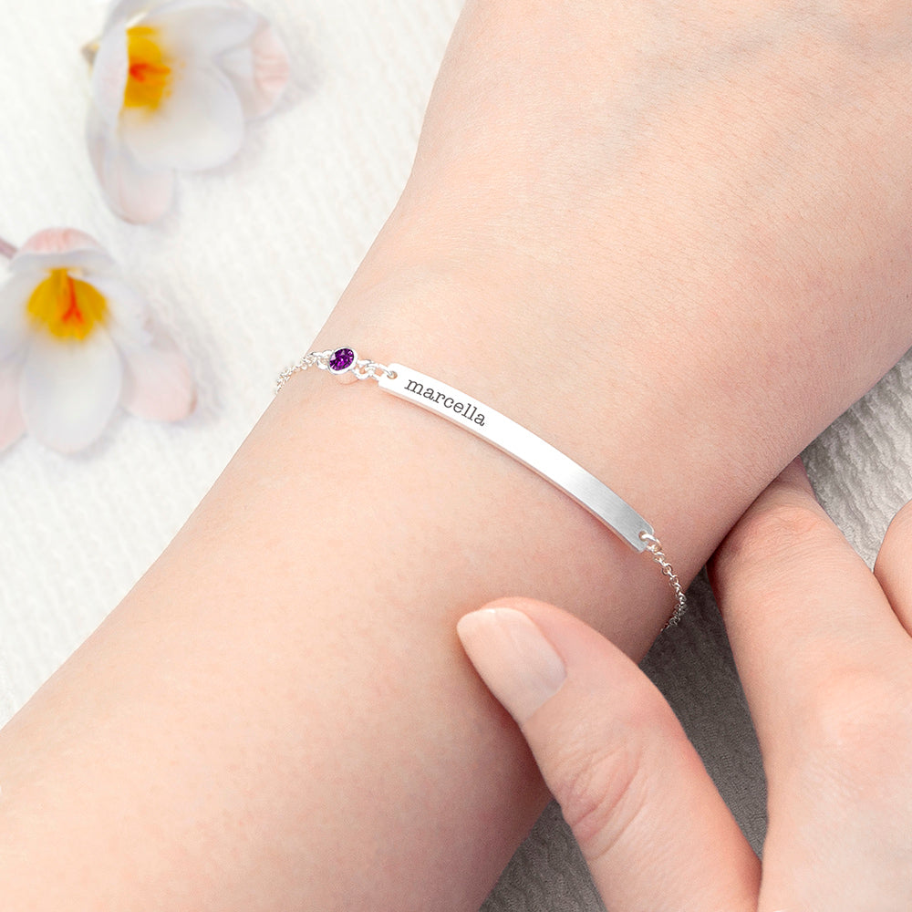 Personalised Silver Birthstone Crystal Bracelet