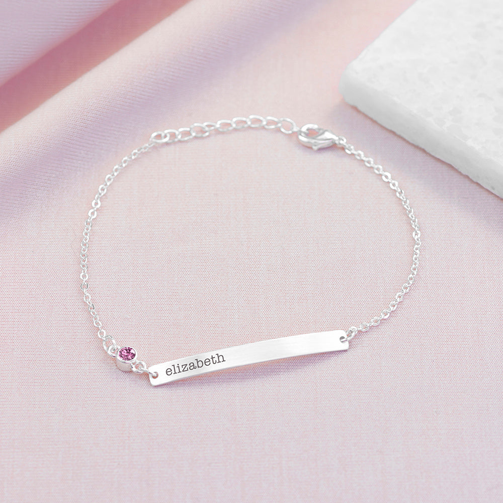 Personalised Silver Birthstone Crystal Bracelet