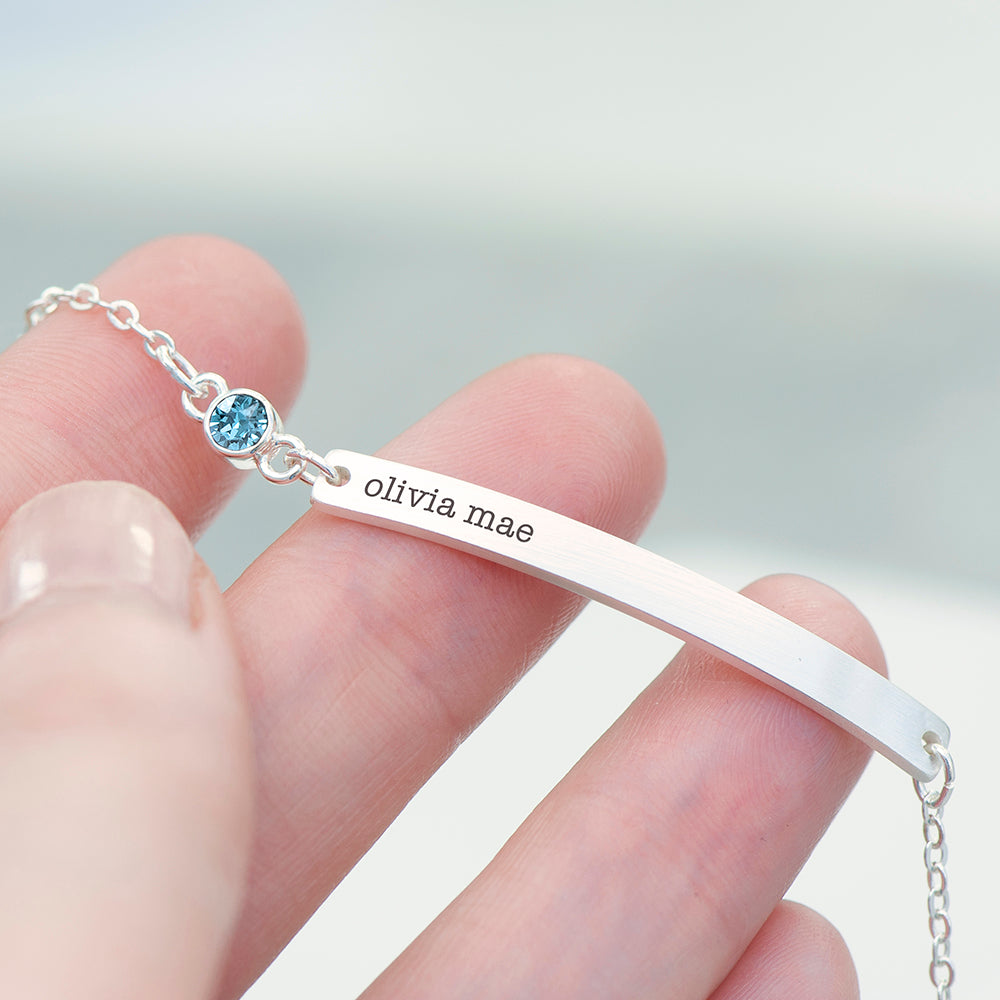 Personalised Silver Birthstone Crystal Bracelet