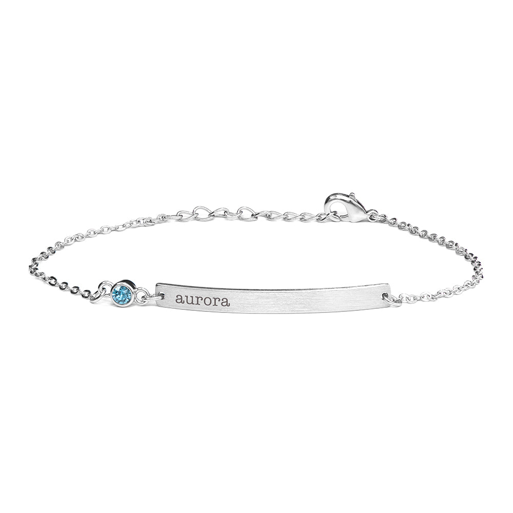 Personalised Silver Birthstone Crystal Bracelet