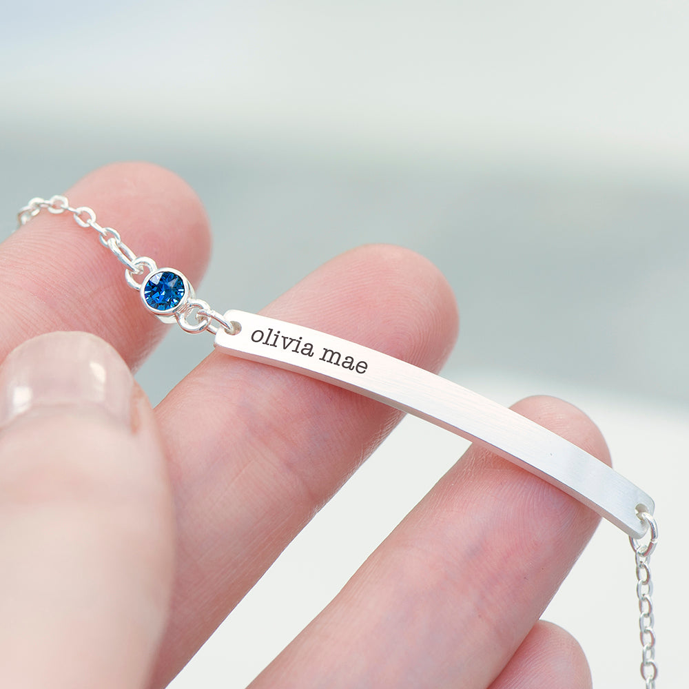 Personalised Silver Birthstone Crystal Bracelet