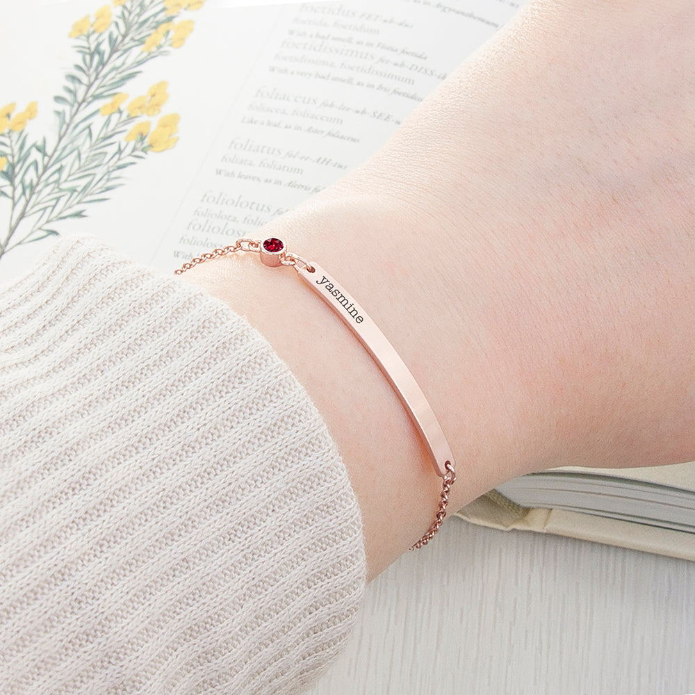 Personalised Rose Gold Birthstone Crystal Bracelet